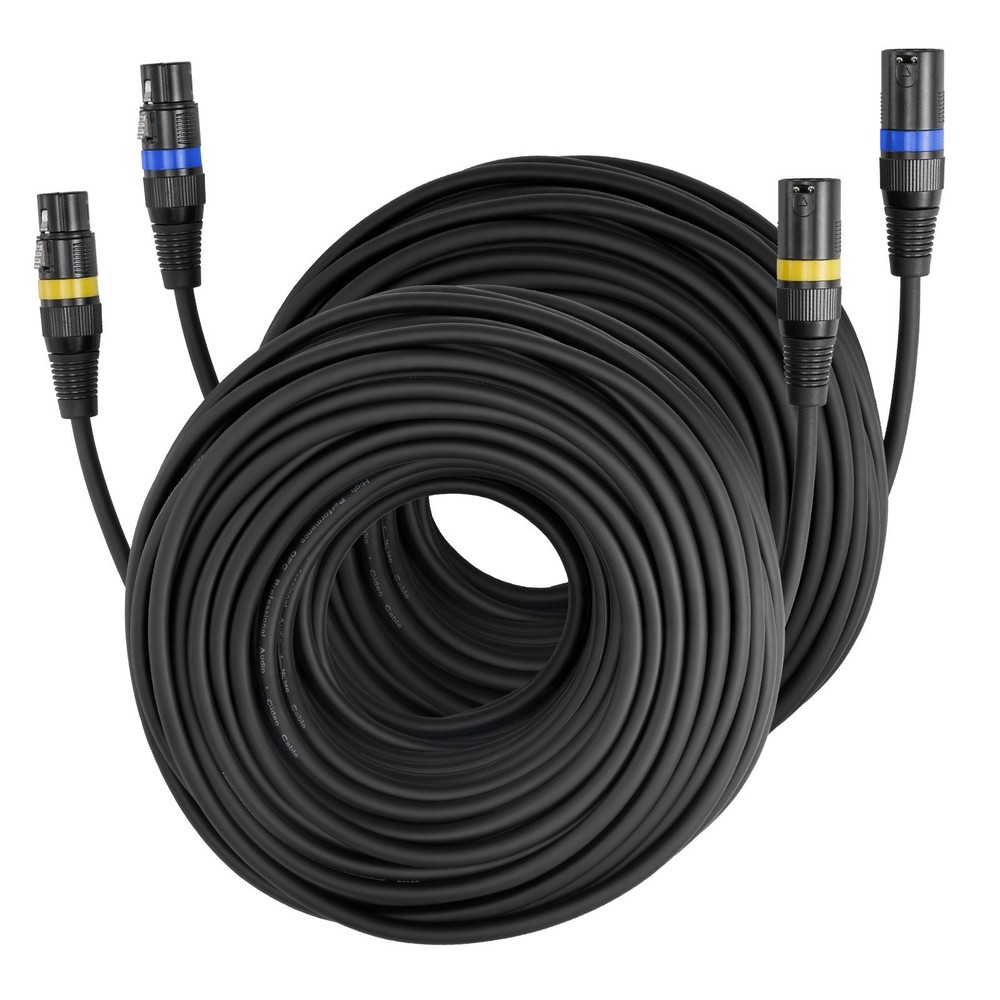 XLR Cable 100 ft, 2 Pack, Shielded Balanced DMX Male to Female Microphone Cables