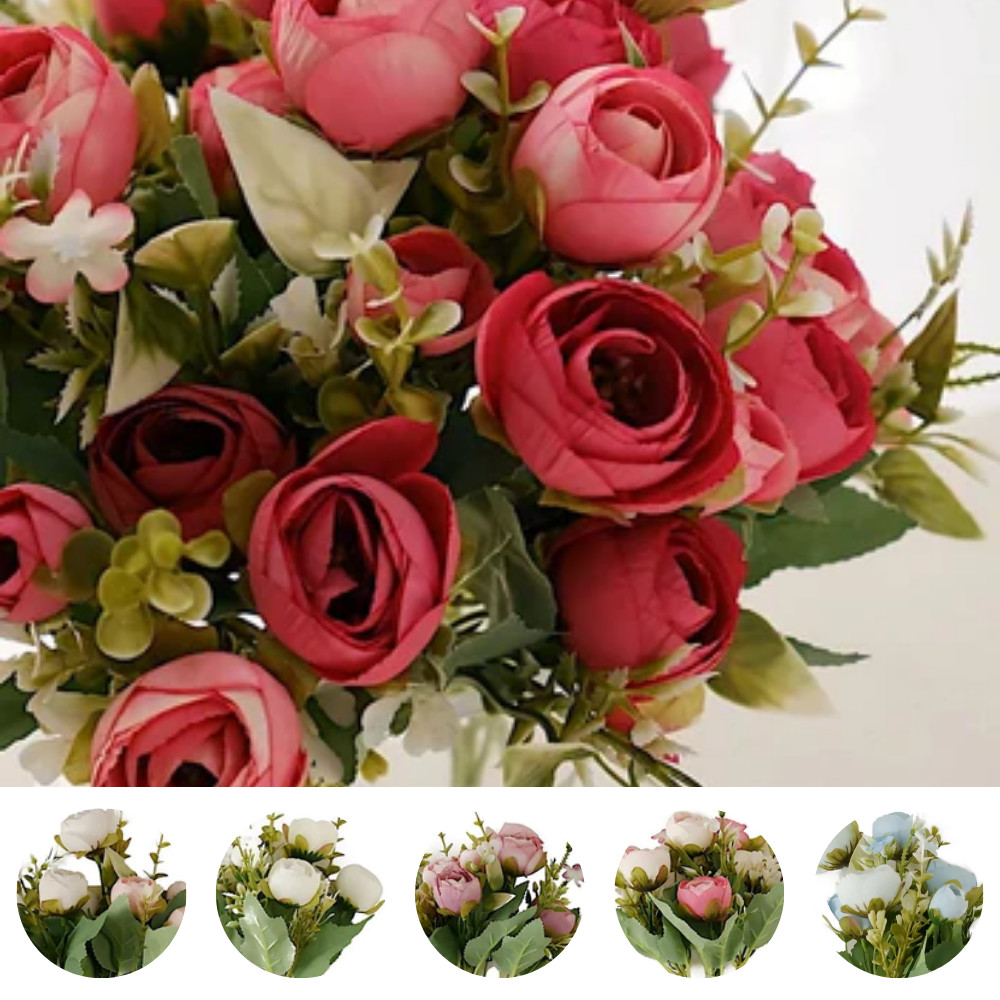 4 Bouquets 12" Silk Mini Ranunculus Artificial Flowers Party Events Decorations gallery
