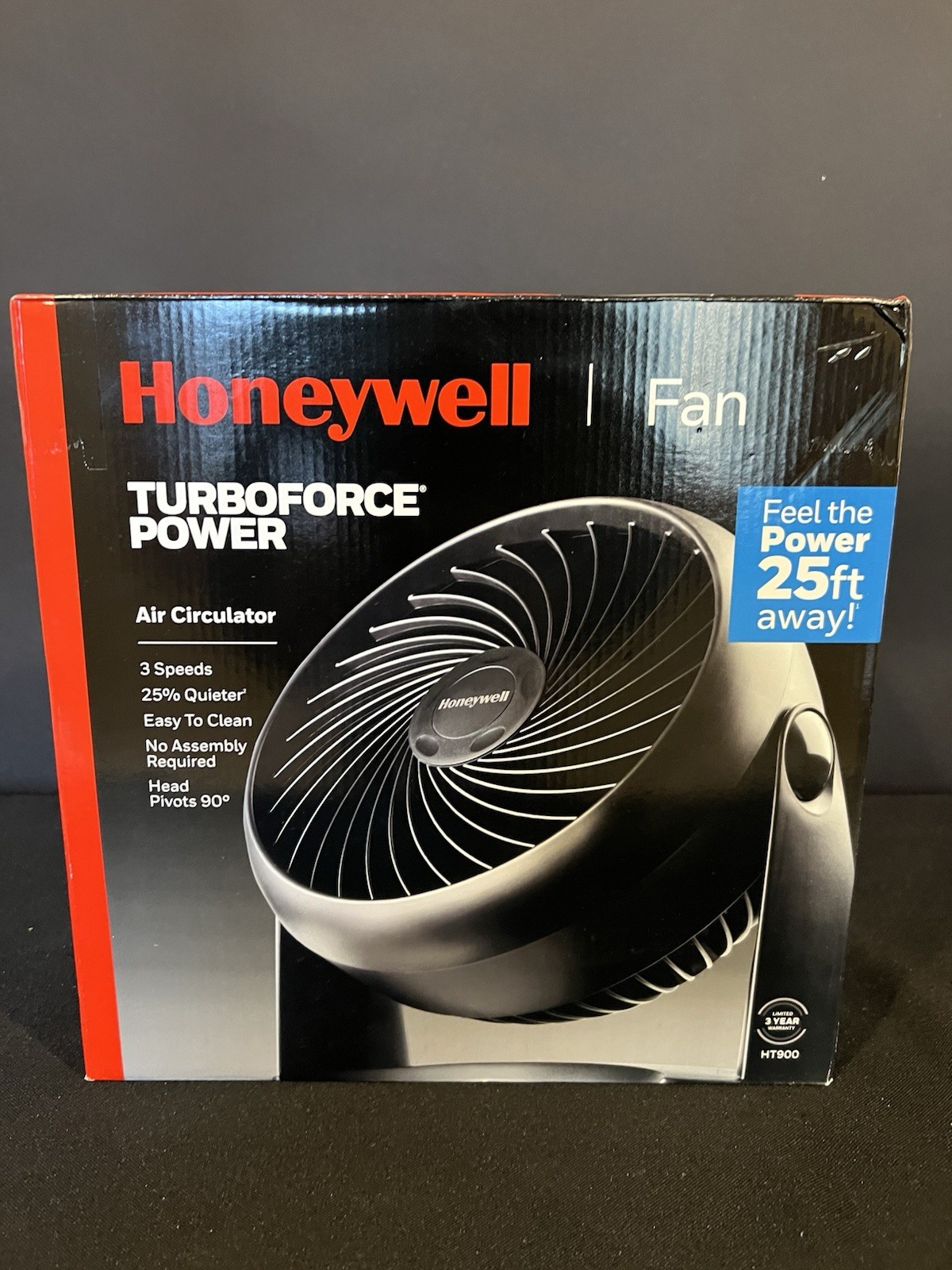 Honeywell Turbo Force Air Circulating Fan 11” 3 Speed 90 Degree Pivot Black gallery