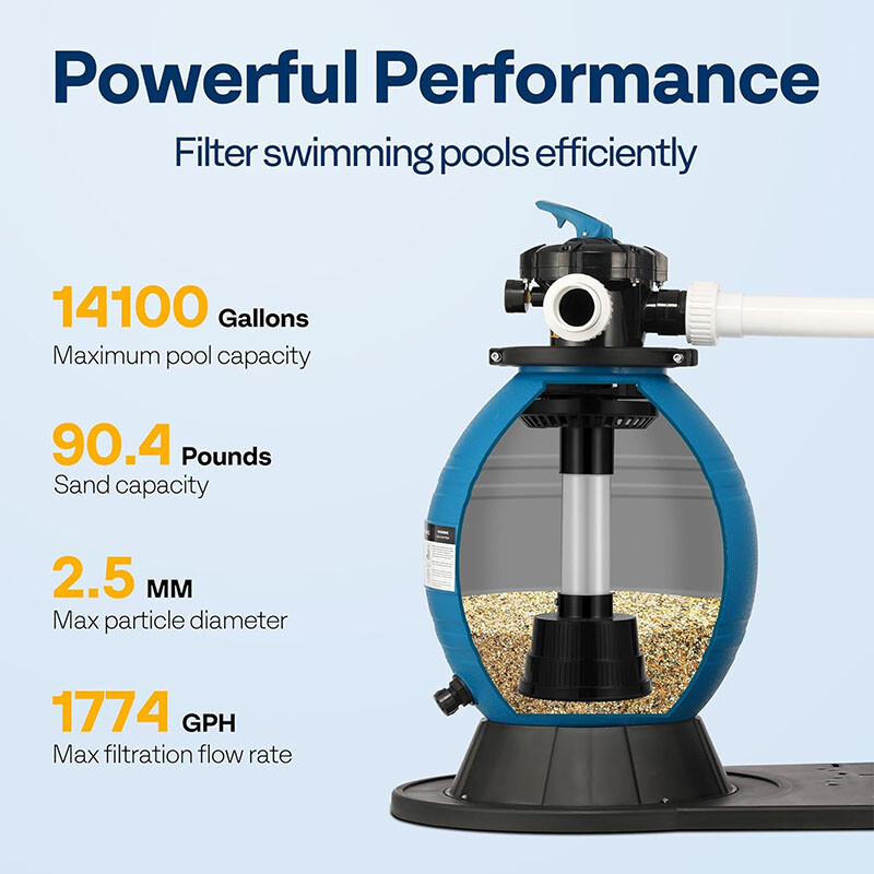 16" Sand Filter Pump 3168GPH Timer 6‑Way Valve 90 lb Pool Pump Above & In‑Ground gallery