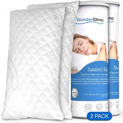 WonderSleep 2 Pack Memory Foam Bed Pillows for Home – Standard size