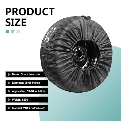 Car Spare Tire Cover, 190T Polyester Taffeta Scratch-resistant 1 PC Black #01 gallery
