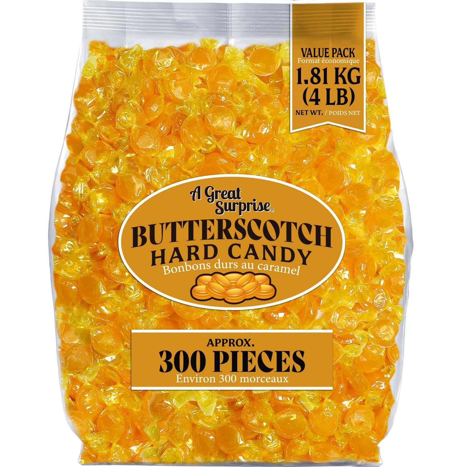 Premium Butterscotch Hard Candy 4 lb - Individually Wrapped Candy Discs Buttons gallery
