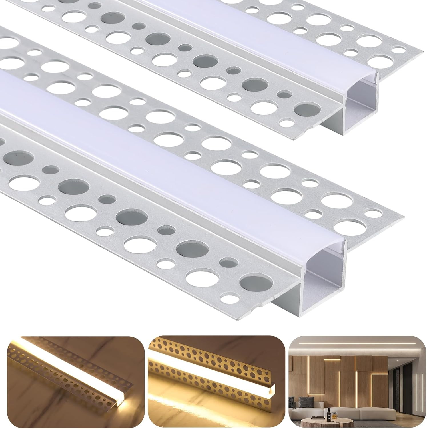 8 Pack Plaster-In LED Channel 6.6FT/2M Recessed Drywall Aluminum Strip Light Tra gallery