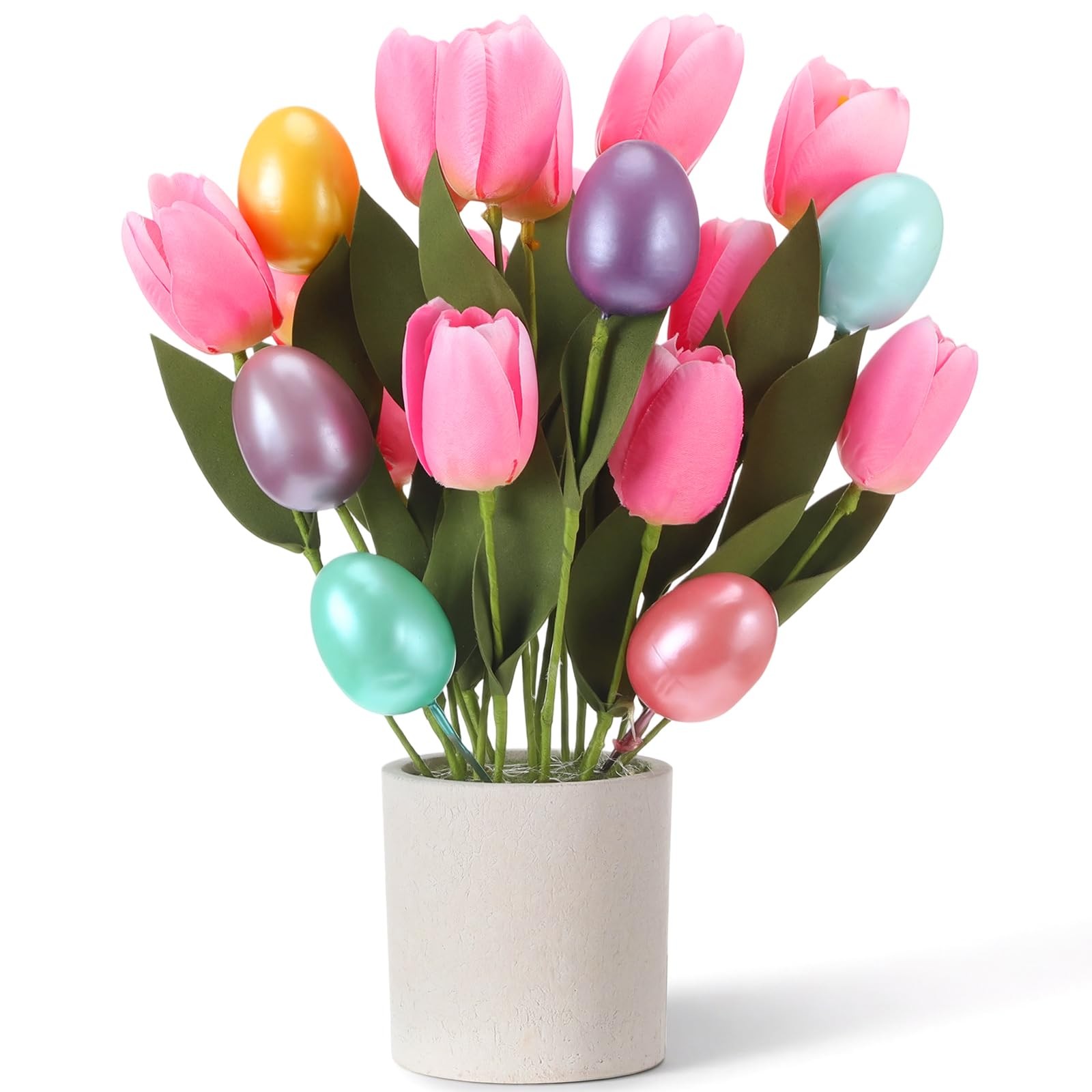 Easter Decoration Artificial Easter Tulip and Egg in Pot 12" Tall Potted Spri... gallery