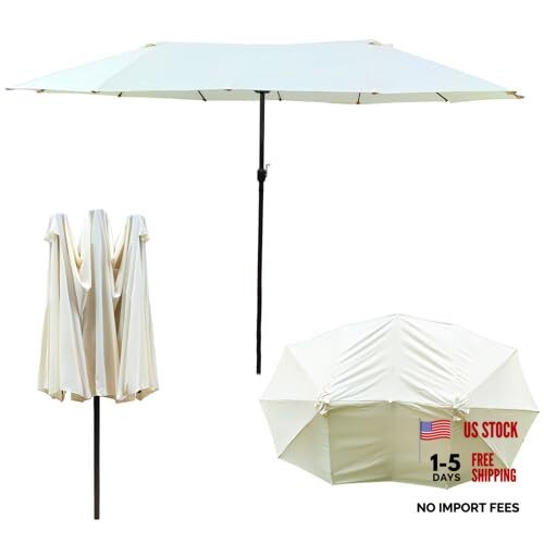 Patio Umbrella Replacement Canopy 12 Ribs for 15'X9' Double Sided Patio White gallery