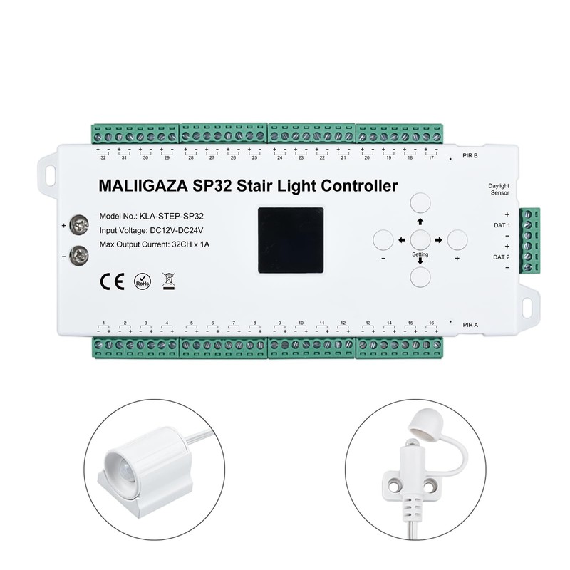 Motion Sensor LED Stair Controller, 32 Channel PIR Motion Sensor Dynamic Stai... gallery
