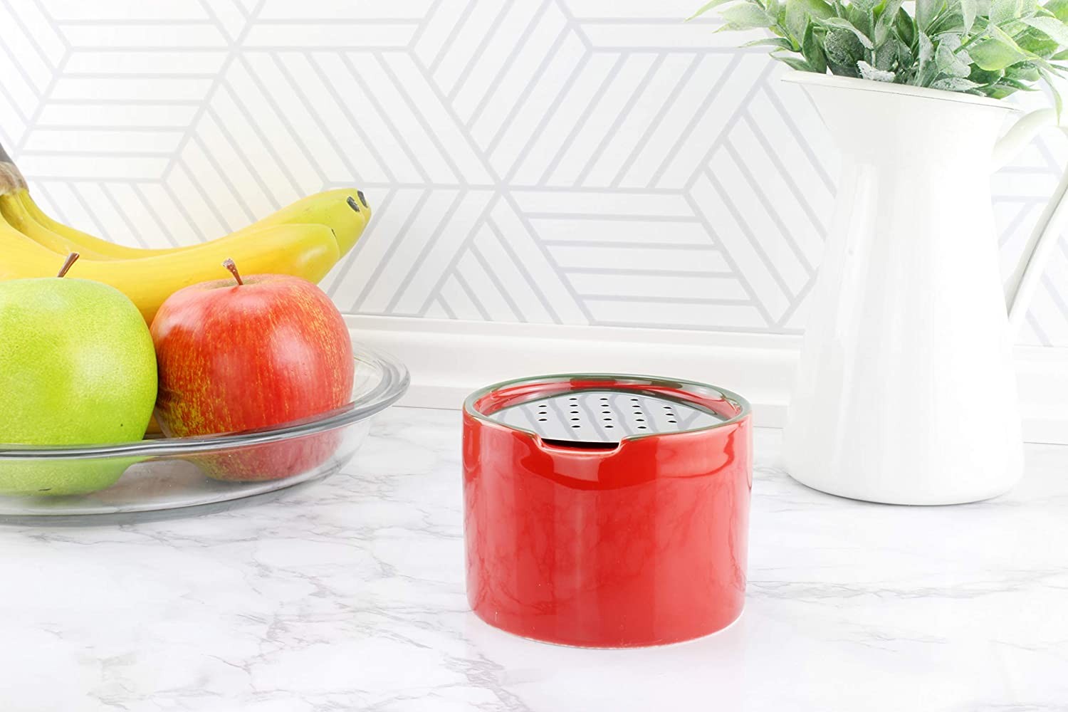 Fruit Fly Traps 2pk; Empty Ceramic Red Fly Gnat Catchers w/ Vented Lids gallery