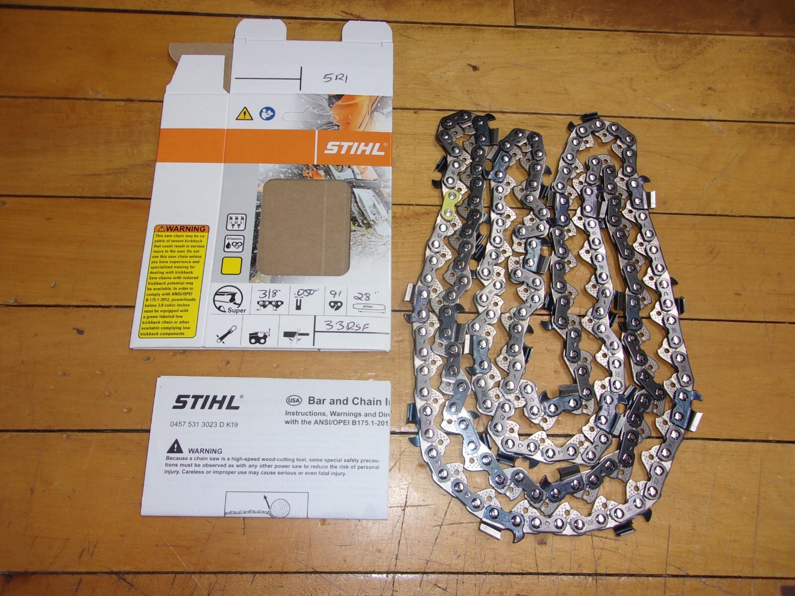 Stihl OEM 28" Full Chisel "Skip Tooth" Chain 3/8" .050" 91 DL 33RSF #GM-5R1 gallery