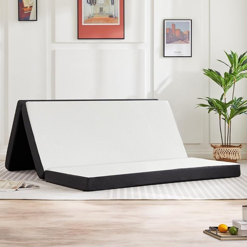 Tri-Fold Folding Mattress 3 inch Memory Foam Mattress Topper with Washable Cover gallery