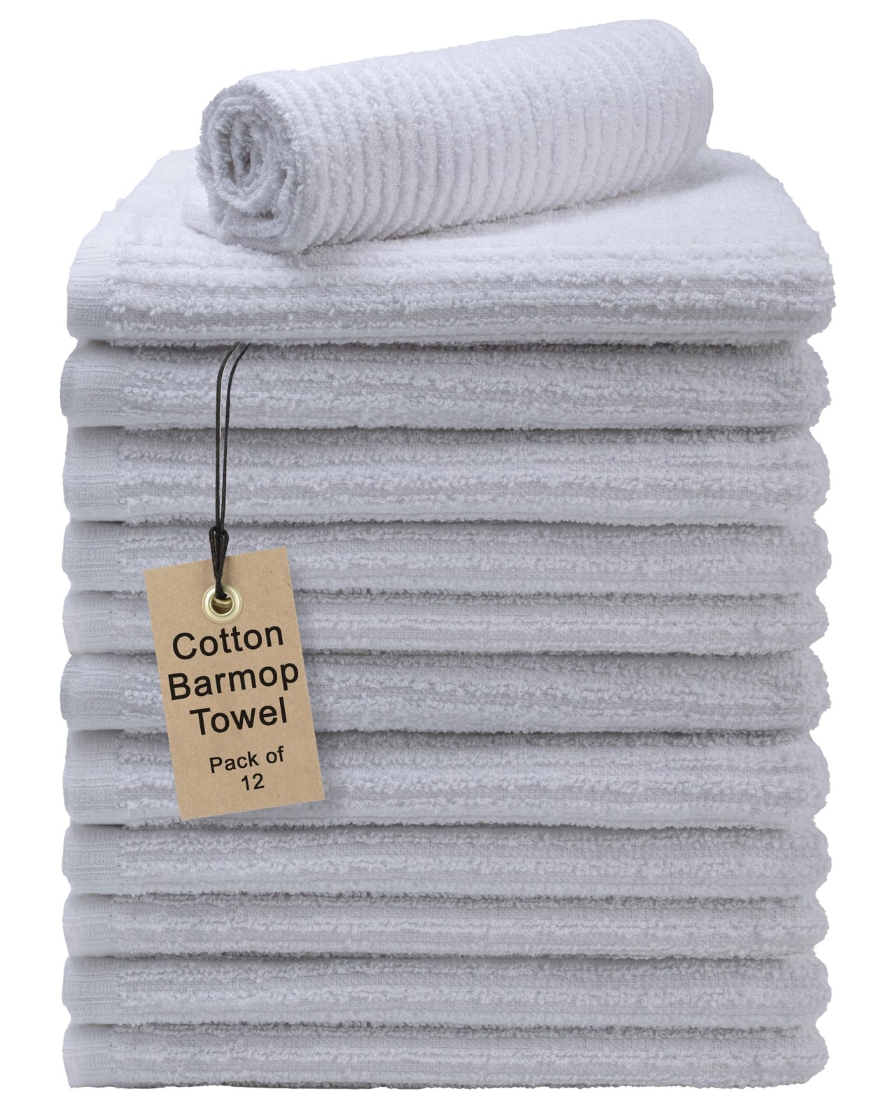 Textila Bar Mop Towels - 16x19 Inches - Pack of 12 - White - Cotton Dish Clot... gallery