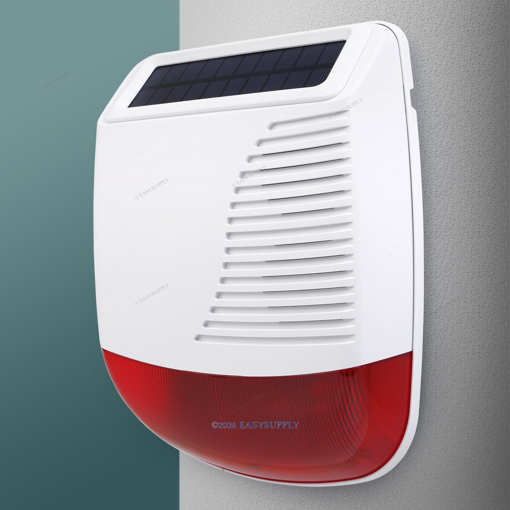 100dB Loud Wireless Solar Outdoor Strobe Siren For Alarm System Waterproof 433MH gallery