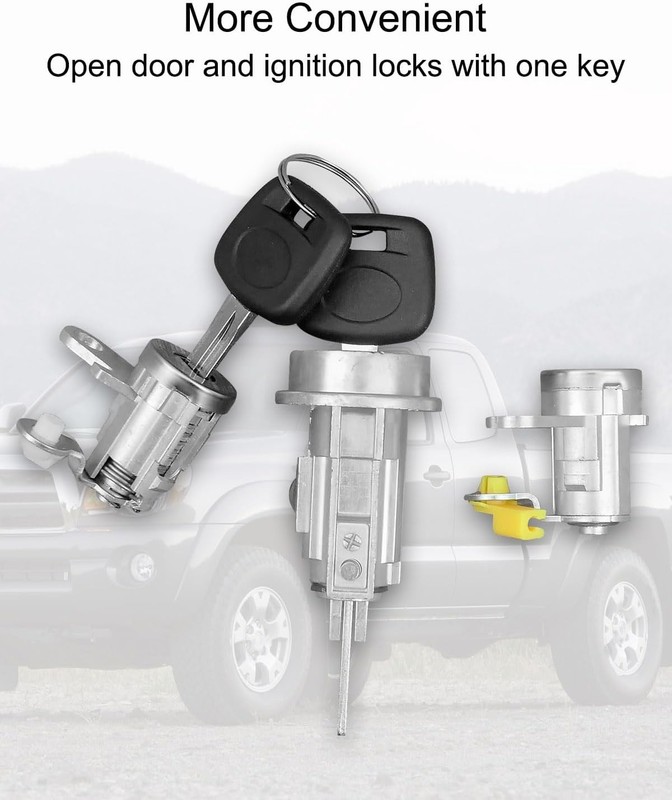 Ignition Switch Lock Key and Front Door Lock Cylinder Set Compatible with Toyota gallery