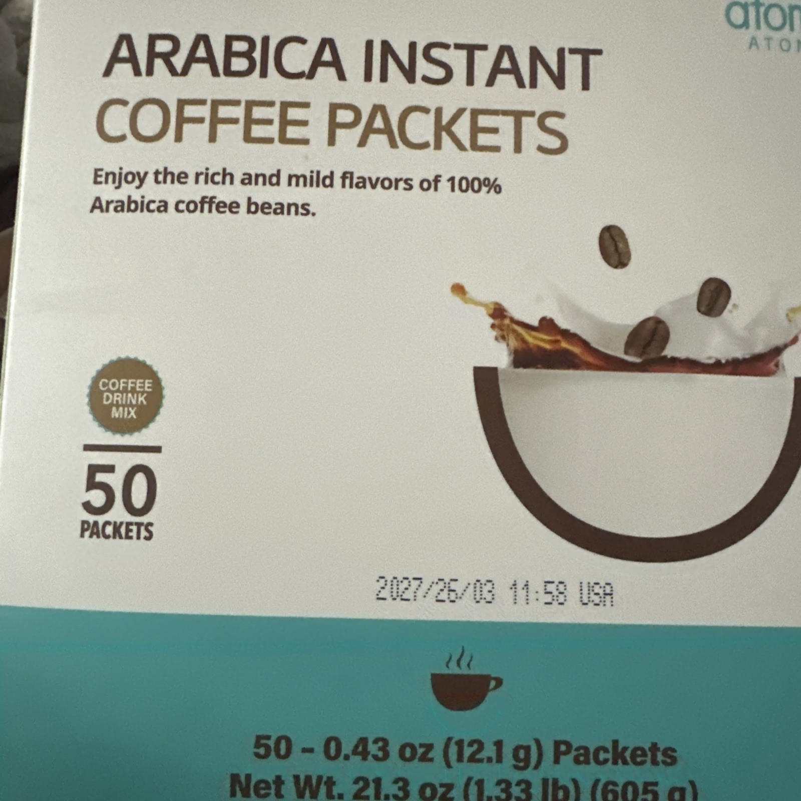 Atomy 50 Sticks Cafe Arabica Instant Coffee Mix Arabica Coffee & Natural Casein gallery