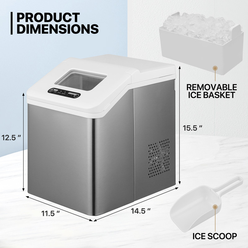 Countertop[SELF CLEANING]Cube Shape Ice Maker Machine 33lbs/24hrs w/Scoop+Handle gallery