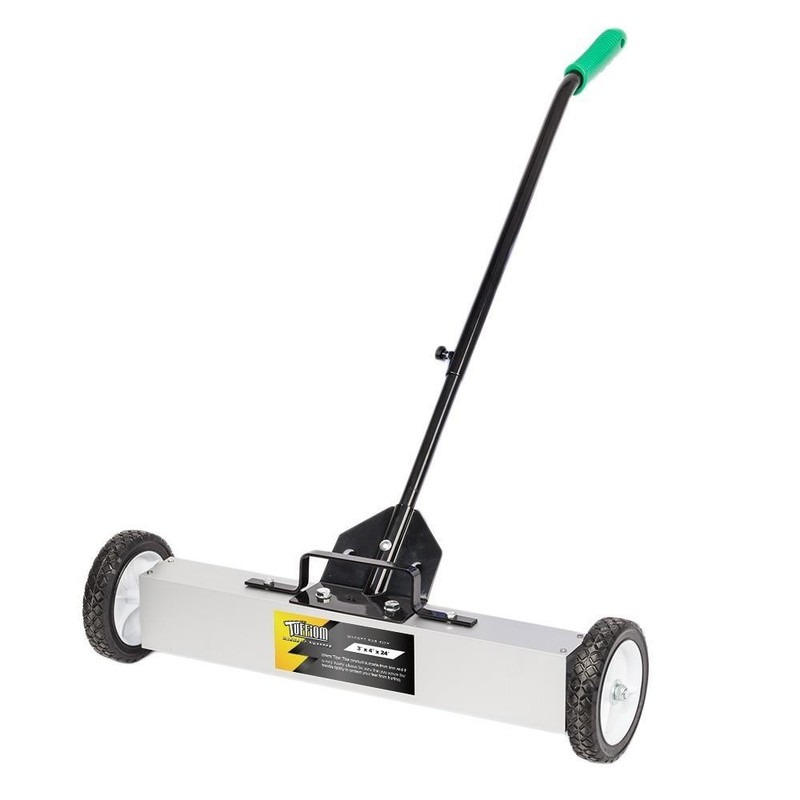 24-Inch Rolling Magnetic Pick-Up Sweeper with Adjustable Long Handle and Wheels gallery