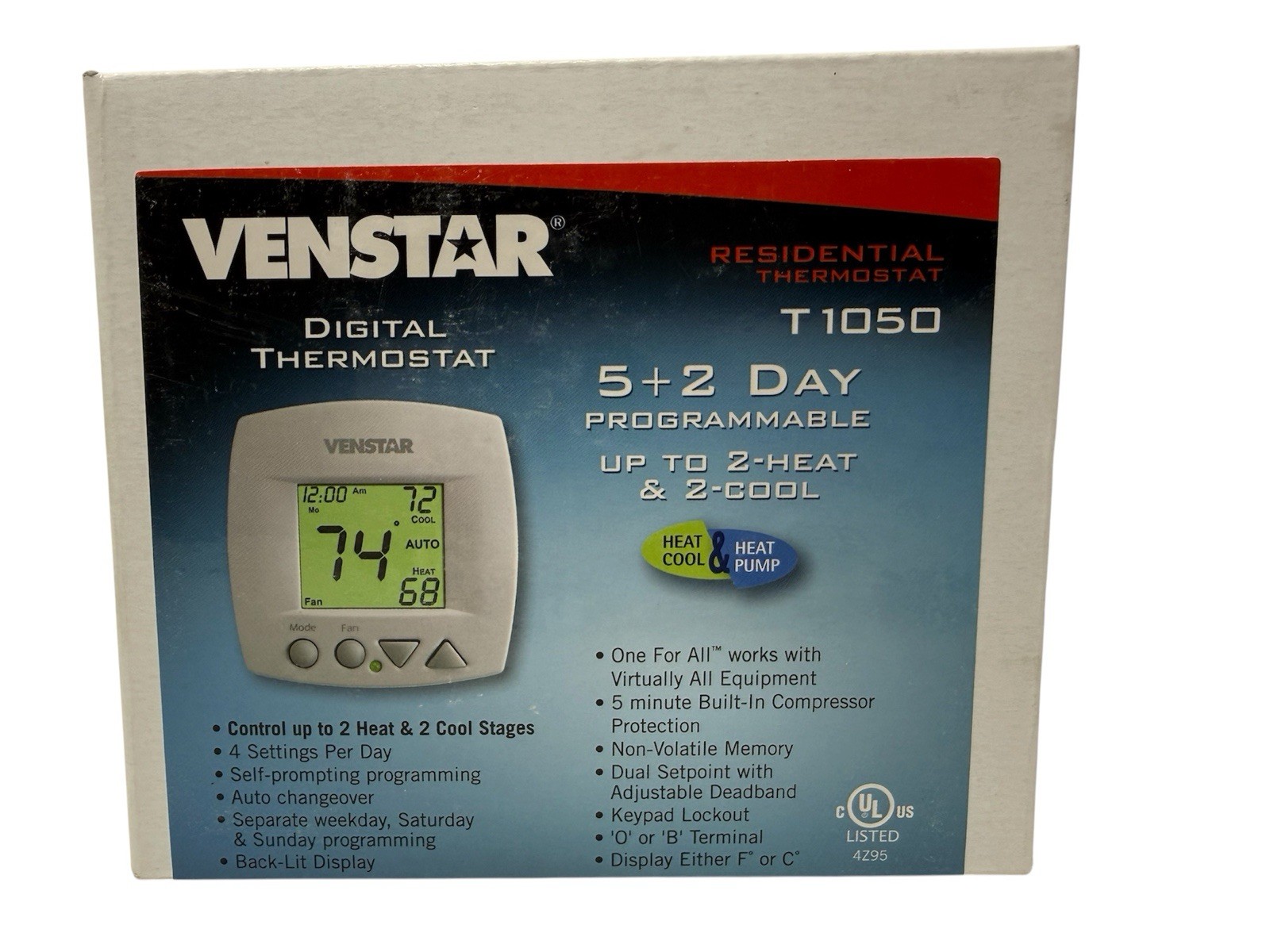 Venstar T1050 5+2 Day Programmable Up To 2 Heat & 2 Cool HVAC Thermostat gallery