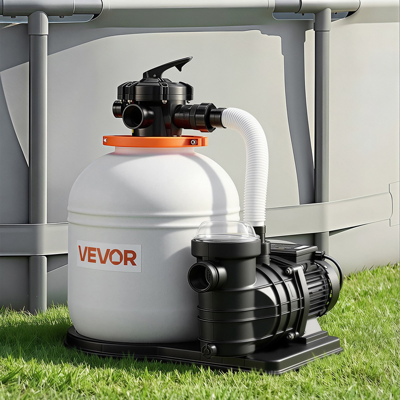 FlashPure Sand Filter Pump, 16" for Above Ground Pool, 1 HP 4400 GPH, Efficient gallery