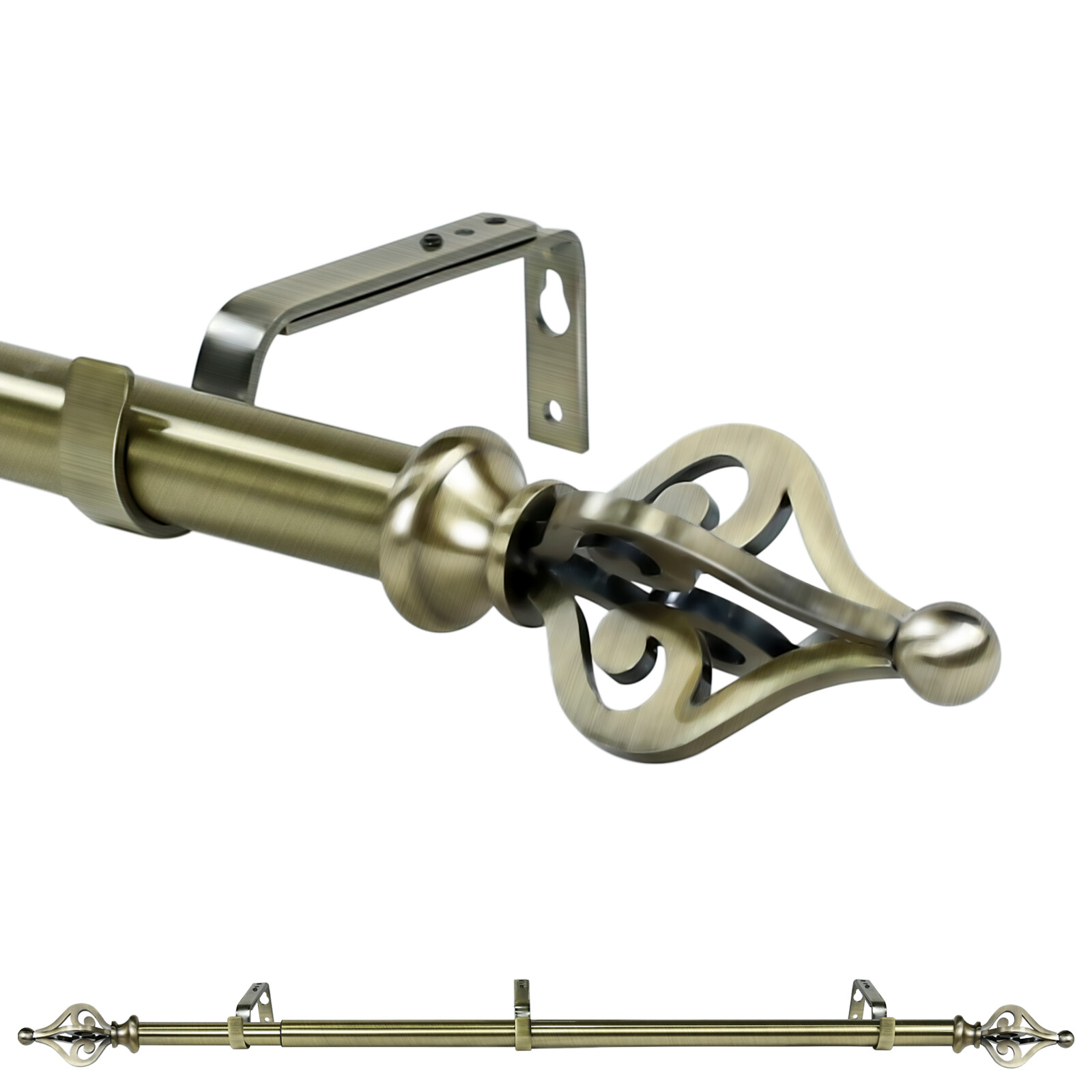 1" Portia Adjustable Single Drapery Curtain Rod, 28"-48"/48"-84"/84"-120" gallery