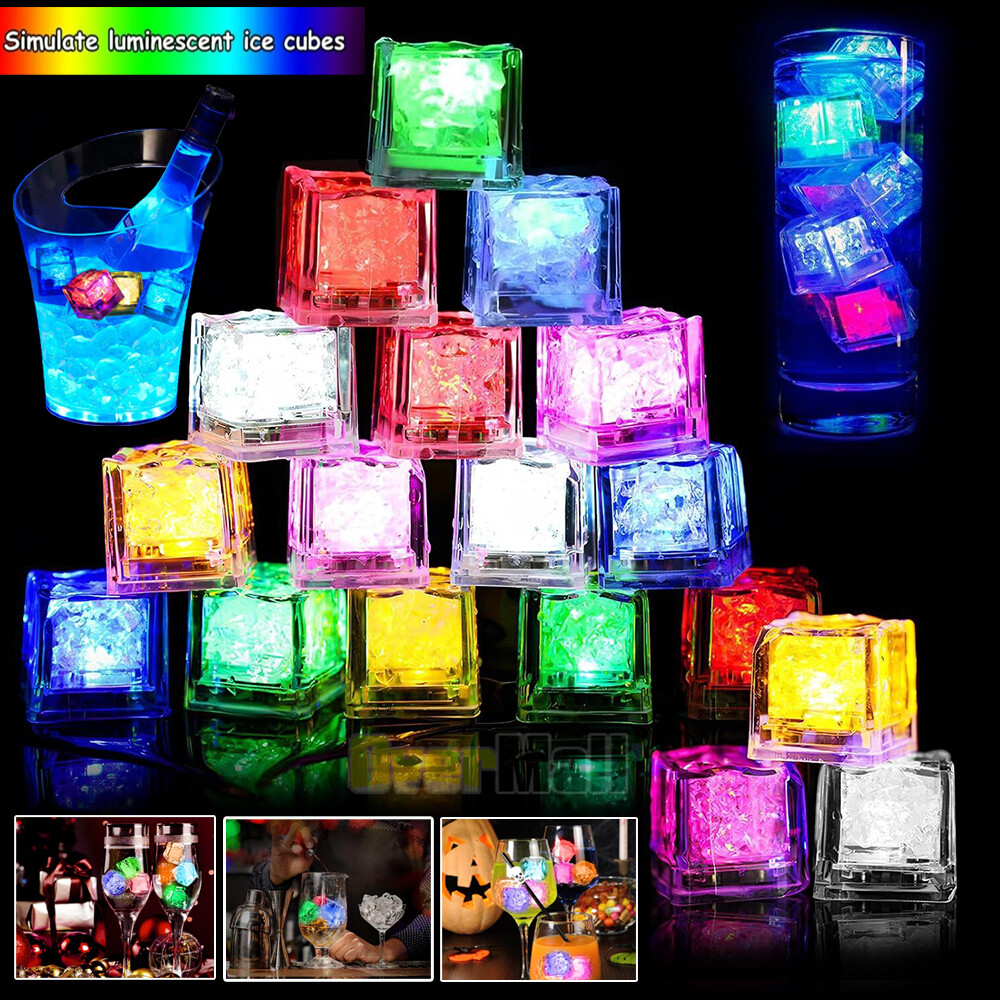 60X Waterproof Light Up Led Ice Cubes for Party Drink Glowing Flashing Ice Cube gallery