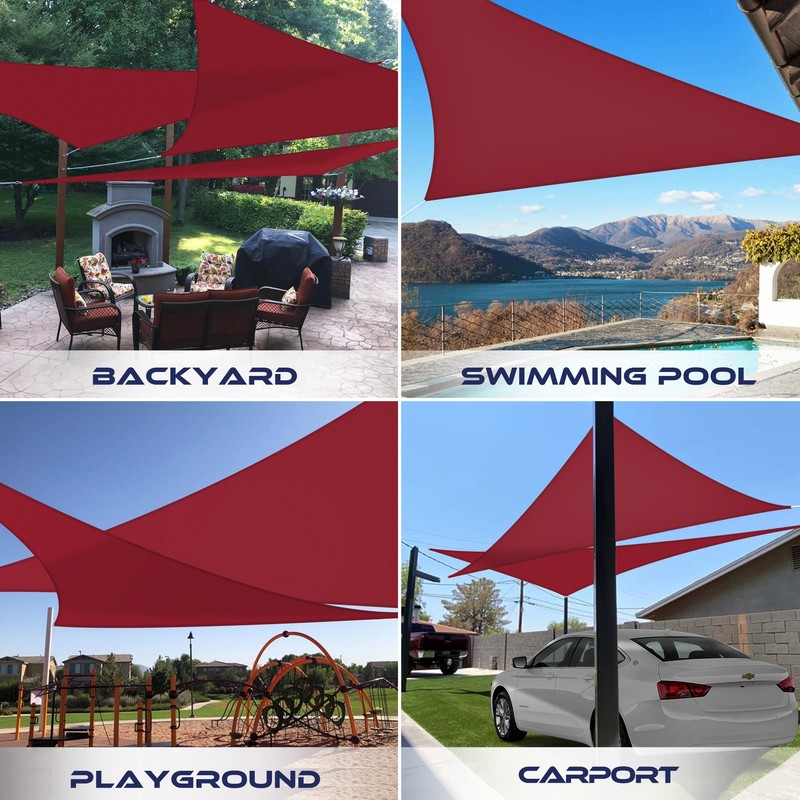 Waterproof Red Right Triangle Sun Shade Sail Outdoor Canopy Awning Patio Pool gallery
