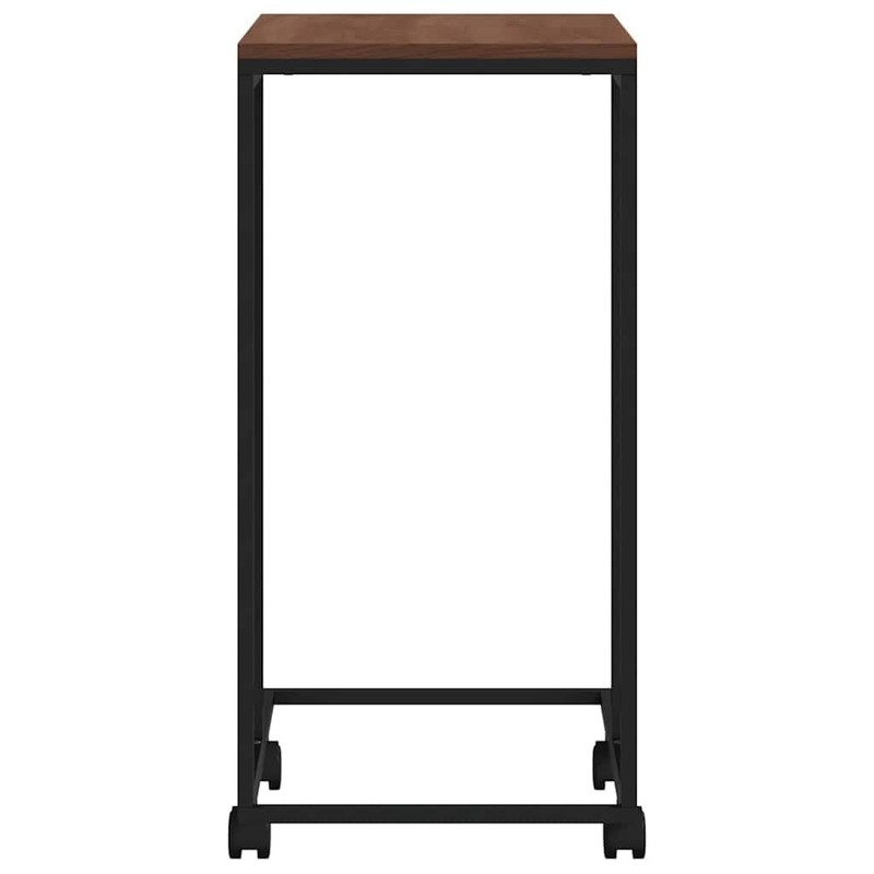 Black Side Table with Wheels, C-Shaped Engineered Wood and Iron Frame, Ideal ... gallery