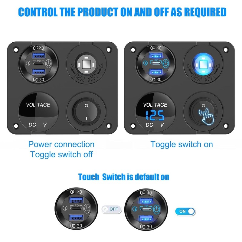 Stylish 150W Lighted Cigarette Lighter Socket & USB Panel for All 12V Vehicles gallery