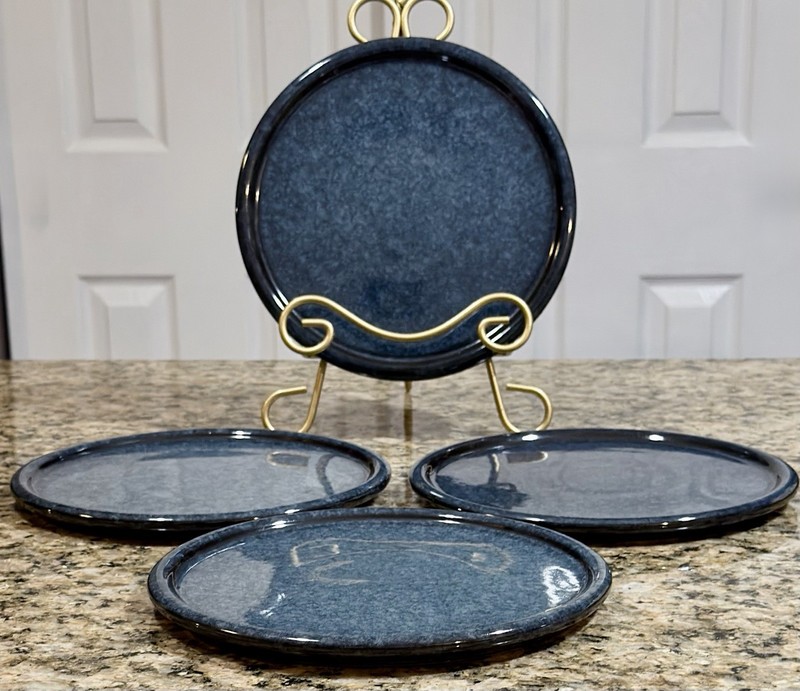 Stone + Lain Dark Blue Reactive Glaze Salad Plates 8.6” Set of 4 Stoneware NEW gallery
