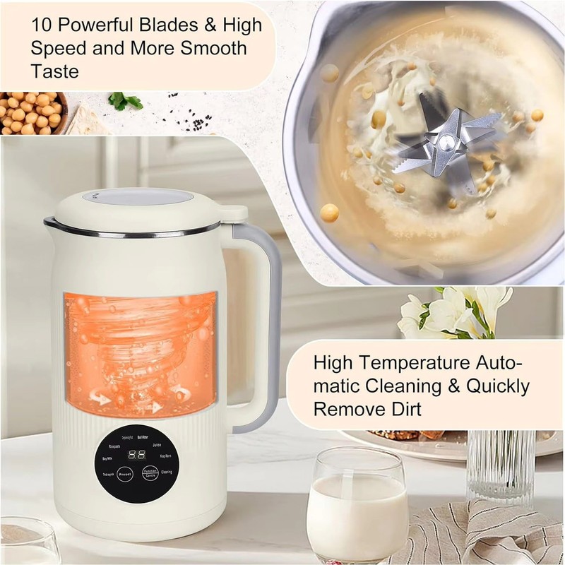 8 In 1 Automatic Nut Milk Maker With 12 Blades 50oz Almond Soy Milk Machine US gallery