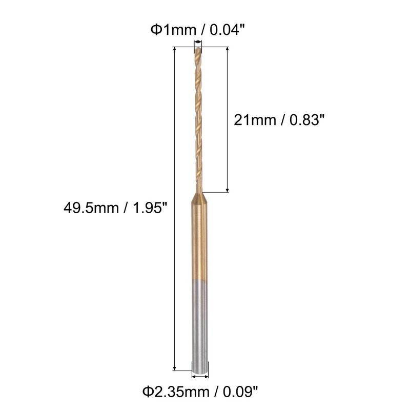 6pcs 1mm Micro Engraving Drill Bits High-Speed Steel Titanium Coated gallery