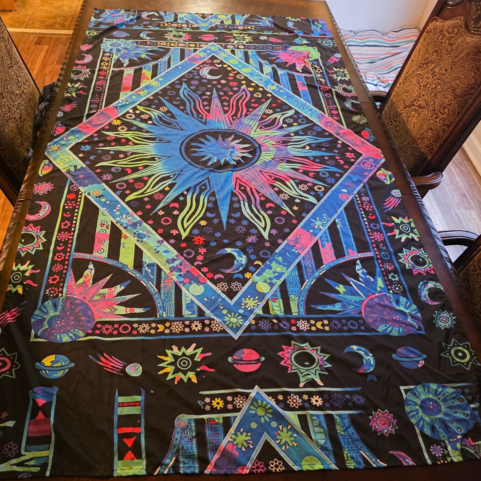 Large Multicolored Wall Tapestry - 70 in x 39 in - Sun/Moon/Planets/Astronomy gallery