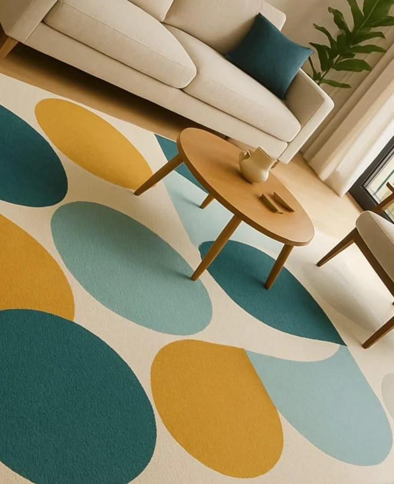 New handmade Hand Tufted Wool Rug: Modern Geometric Circle Design carpets rug gallery
