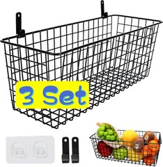 3 Set [Extra Large] Hanging Wall Baskets ,Wire Basket For Storage