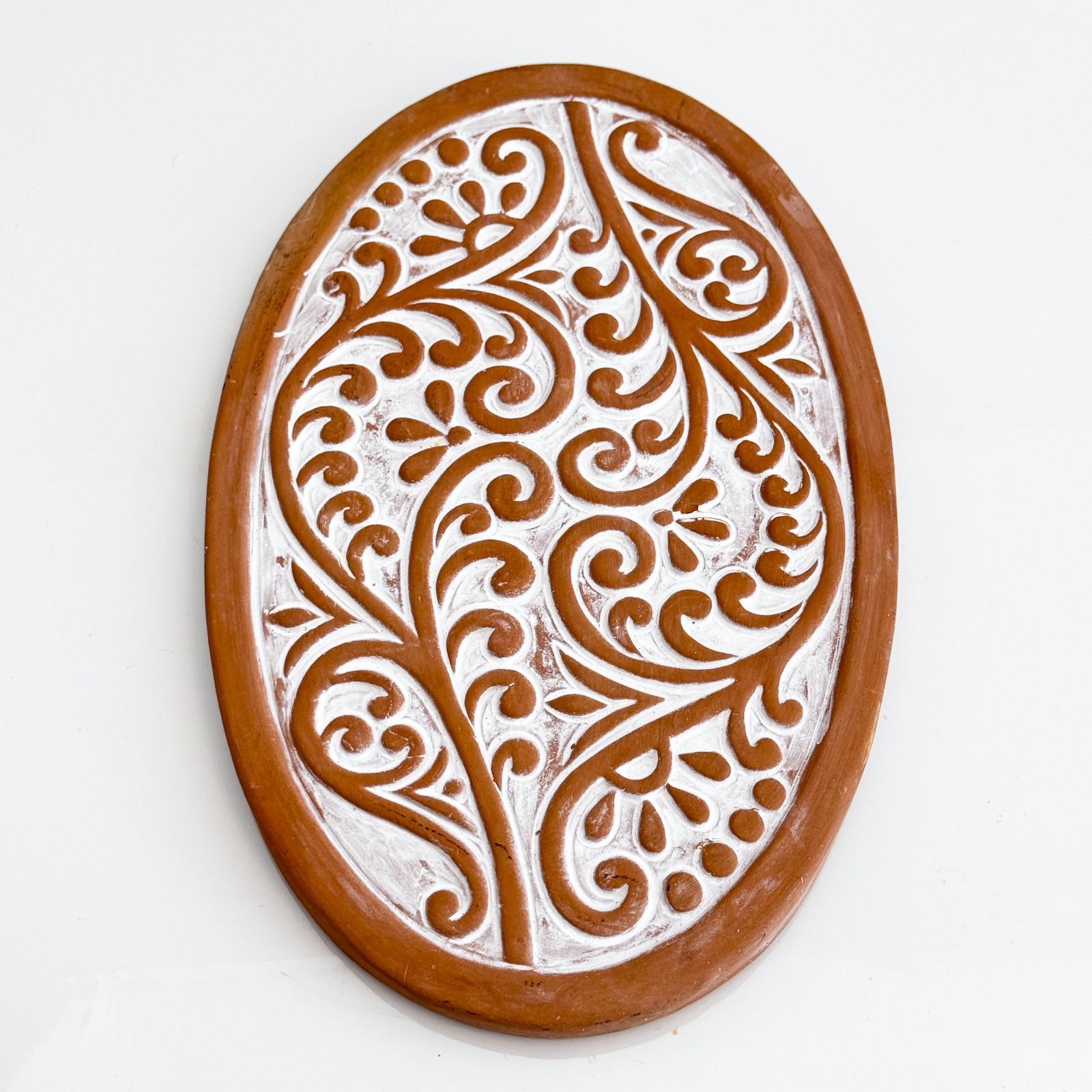 Handmade Clay Decorative Plate Oval Ceramic Rustic Dish 11'' Folk Art DIY Gift gallery