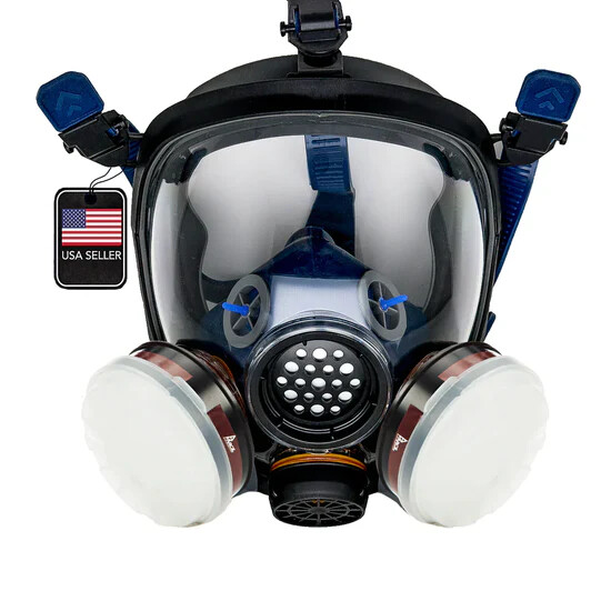 Parcil Safety PD-100 Full Face Gas Mask Respirator w/ Filter Face Eye Protection gallery