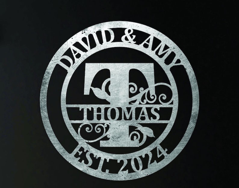 Custom Metal Monogram, Personalized Family Name Metal Sign, Housewarming Gift gallery