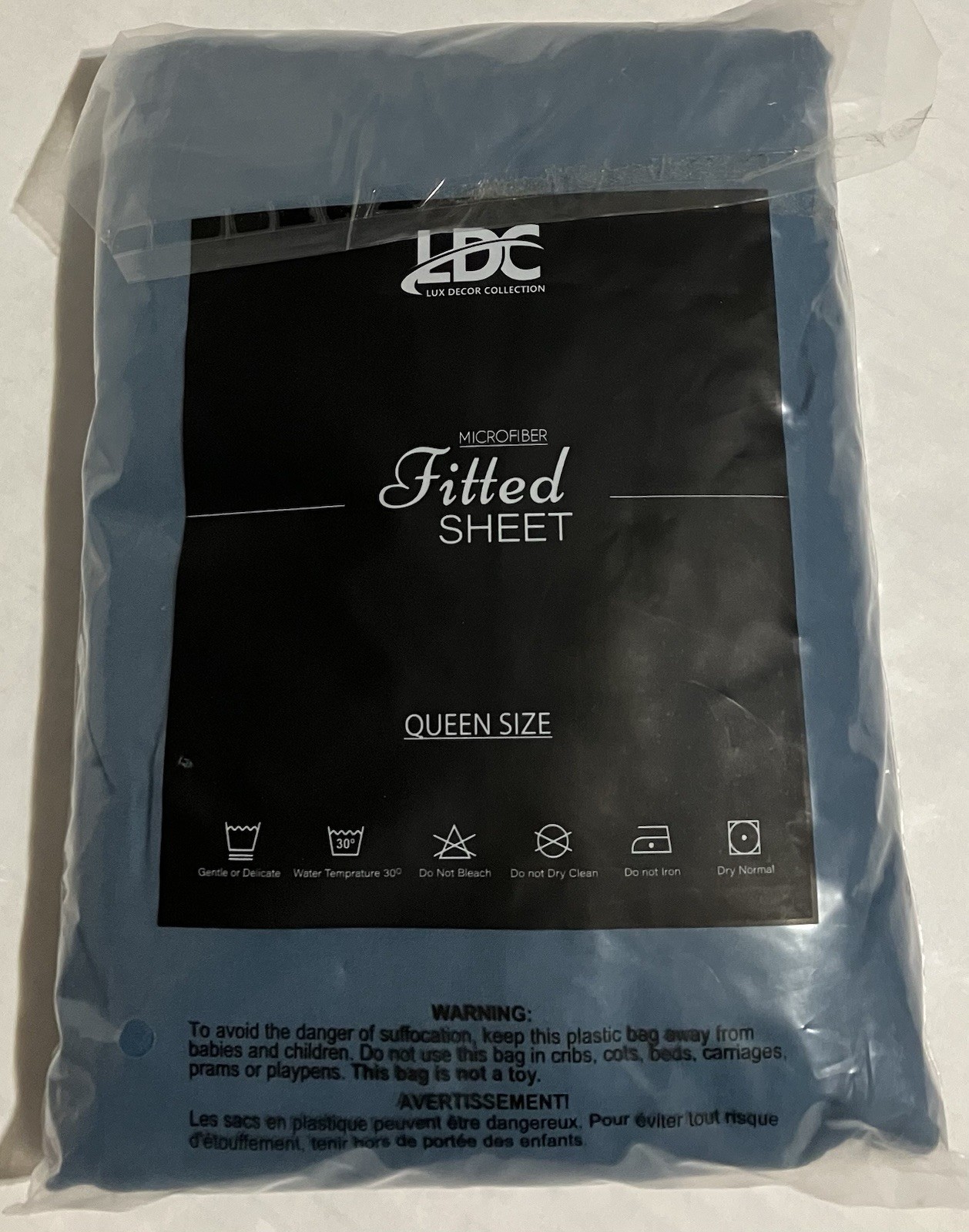 LDC Lux Decor Oeko Tex Microfiber Queen Fitted Sheet Only with 16” Pockets Blue gallery