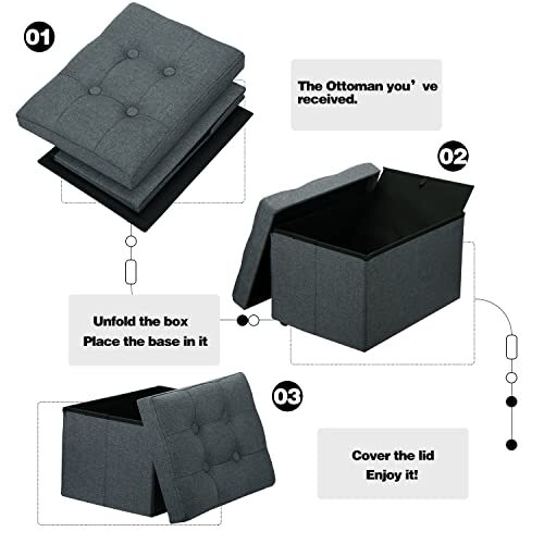 LINMAGCO Small Storage Ottoman Stool Foot Rest Stool Assorted Sizes , Colors gallery