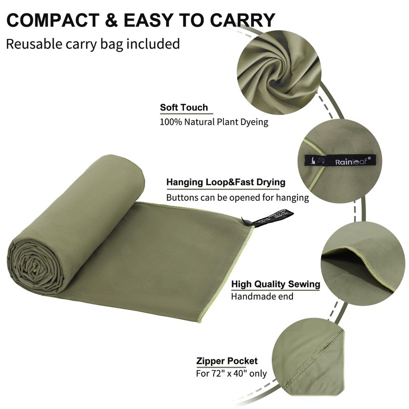 Rainleaf Microfiber Towel Perfect Travel & Gym & Camping Towel. Quick Dry - S... gallery