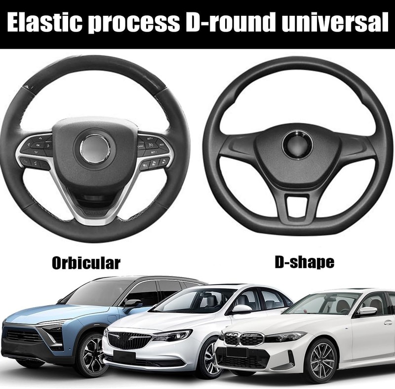 Steering Wheel Cover, Soft Leather Protctor, Universal No Color: Black/Coffee gallery