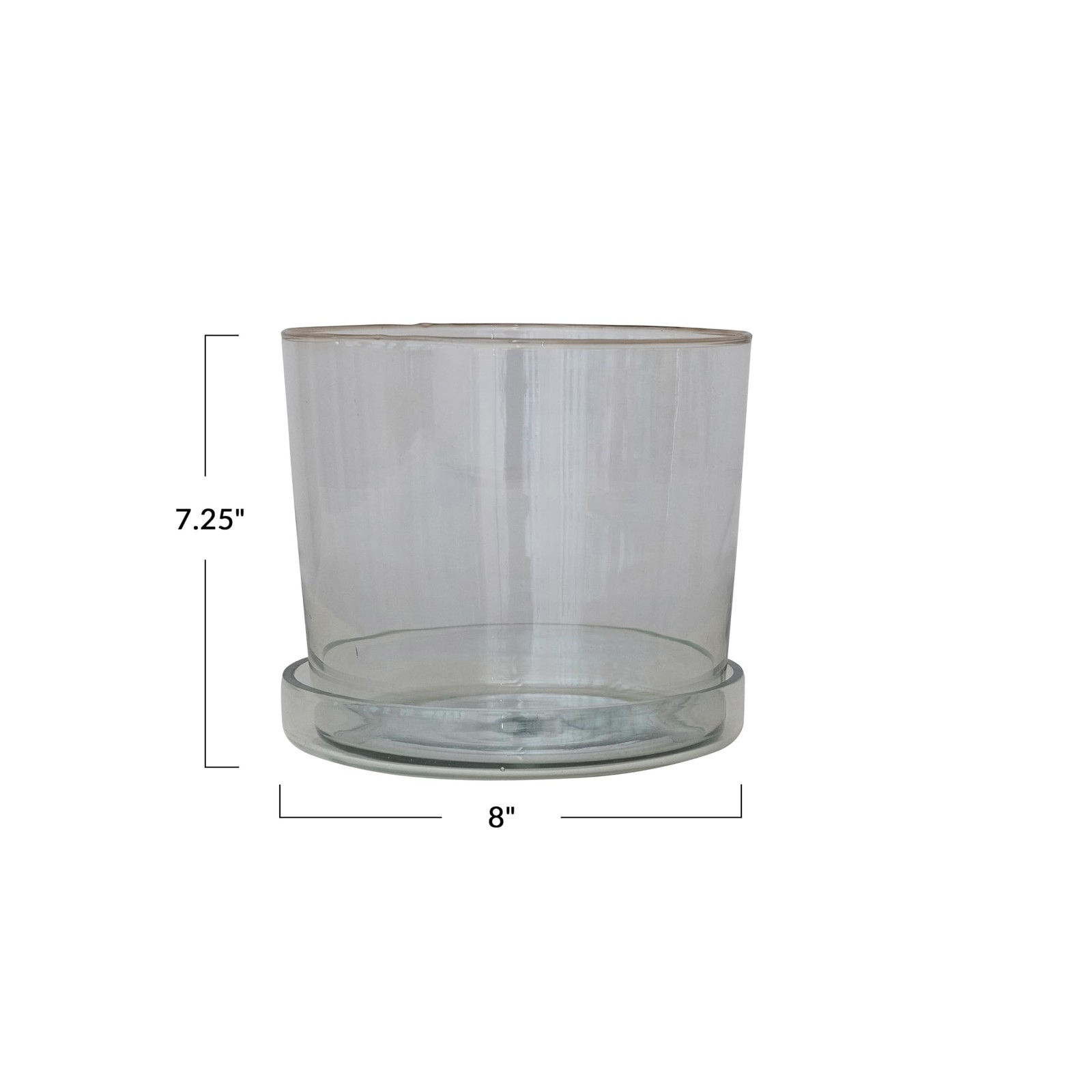 Creative Co-Op Large Hand-Blown Glass Planter Drainage Hole And Saucer Clear gallery