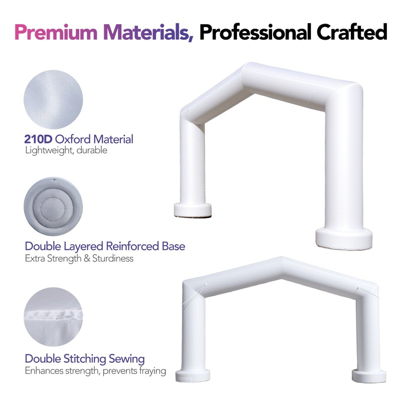 Large 21Ft Gable Inflatable Arch with built-in blower - White gallery