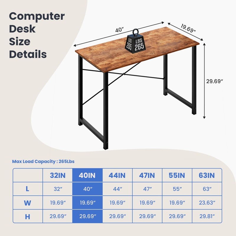 Computer Home Office Desk with Storage Bag, Hook, with 40/47/55/63IN Workstation gallery