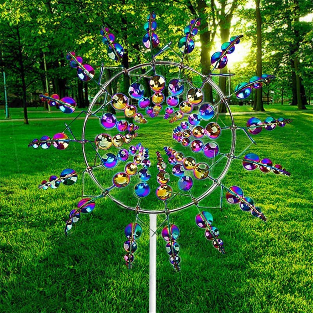 Magical Wind Powered Kinetic Windmill Metal And Sculpture Spinner Garden Unique gallery