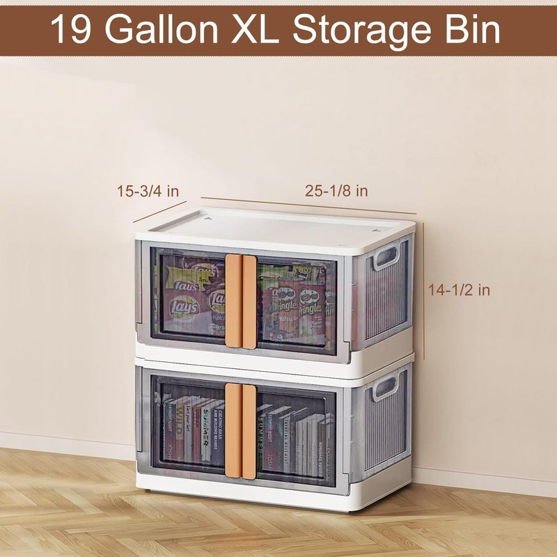 19 gallon Storage Bins Plastic Collapsible Closet Organizer Home Storage gallery