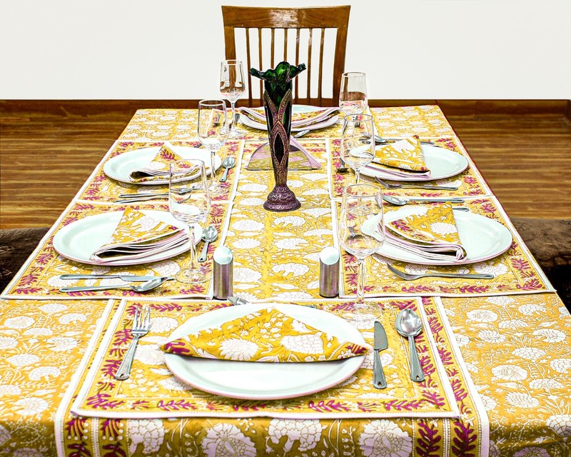 Hand Block Printed Table Cloth Dining Table Cover Cotton Table Linen gallery