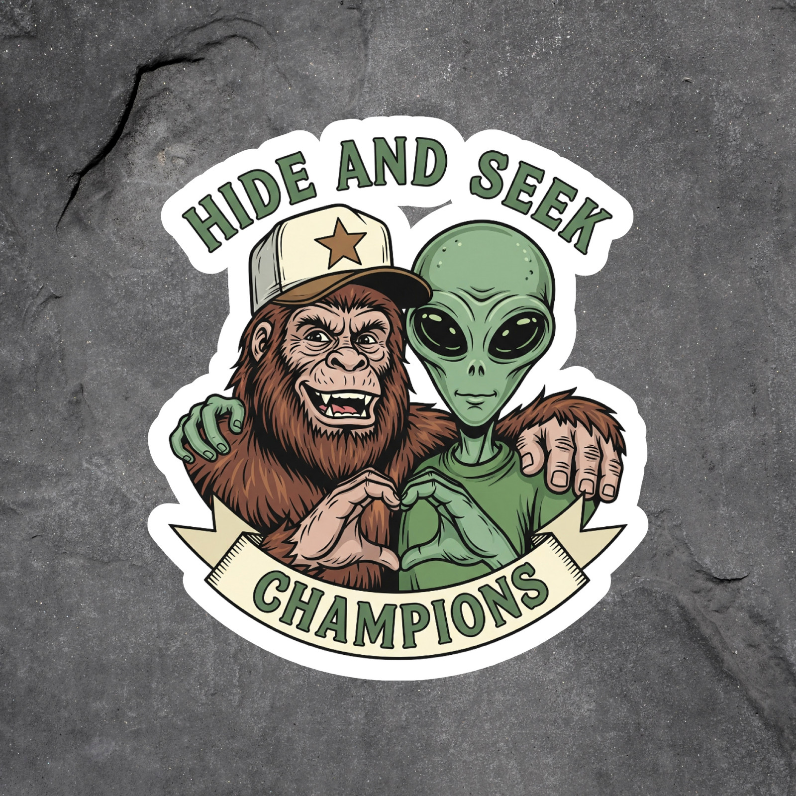 Bigfoot Alien Sticker Vinyl Decal Hide And Seek Champions Funny Decor gallery