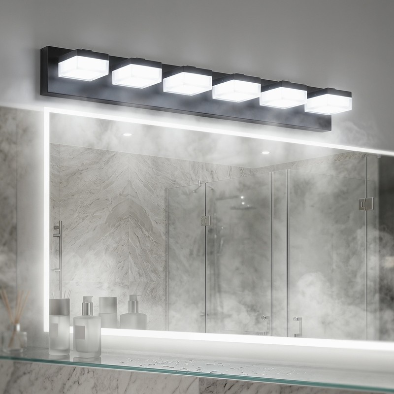 38 in Vanity Light Matte Black LED 6-Lights Bathroom Mirror Wall Sconce Fixture gallery