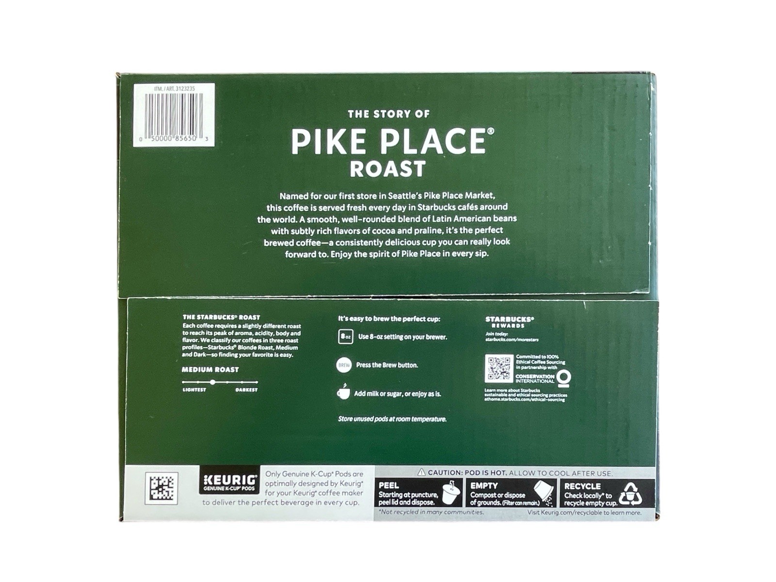 Starbucks Pike Place coffee, Medium Roast, Keuring K-cups (72 ct ), Exp02/2026 gallery