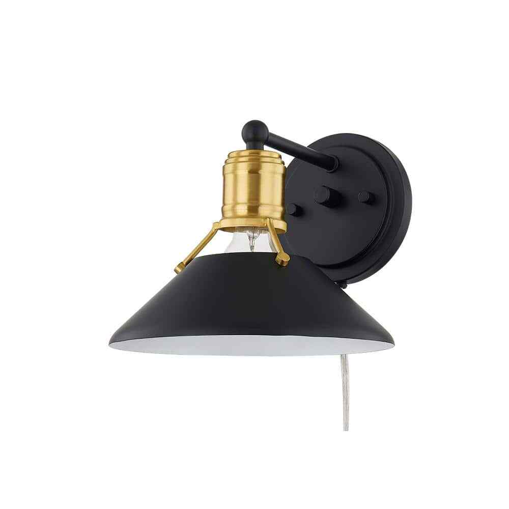 HDC Feldner One Light Wired Sconce Matte Black Finished And Aged Brass Accents gallery